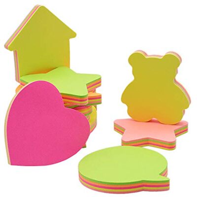 whatUneed Notas autocolantes, nota adesiva removível autocolante de cor brilhante-Per Pack 8 formas diferentes no interior. 100 folhas por almofada-Per Pad 5 cor-76 mm x 76 mm whatUneed Notas autocolantes, nota adesiva removível autocolante de cor brilhante-Per Pack 8 formas diferentes no interior. 100 folhas por almofada-Per Pad 5 cor-76 mm x 76 mm