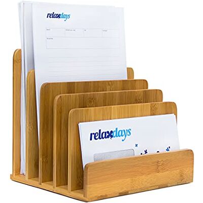 Relaxdays Bandeja de documentos de bambu, 5 espaços, portfólios, pastas, cartas, aprox. 23 x 24,5 x 20,5 cm, castanho natural Relaxdays Bandeja de documentos de bambu, 5 espaços, portfólios, pastas, cartas, aprox. 23 x 24,5 x 20,5 cm, castanho natural