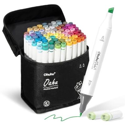 Ohuhu - TwinMarks - 80 Cores - Case - Marker Pens Ohuhu - TwinMarks - 80 Cores - Case - Marker Pens