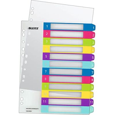 Leitz Índice de projetos imprimíveis Wow Pp Din A4 1-12, multicolorido, 12 peças Leitz Índice de projetos imprimíveis Wow Pp Din A4 1-12, multicolorido, 12 peças