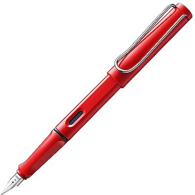 Lamy safari red Caneta estilográfica com pega ergonómica e plumas de aço polido em tamanho EF ideal para qualquer escrita e caligrafia inclui cartucho T 10 azul Destro Lamy safari red Caneta estilográfica com pega ergonómica e plumas de aço polido em tamanho EF ideal para qualquer escrita e caligrafia inclui cartucho T 10 azul Destro