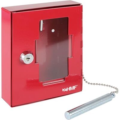 HMF Caixa de chaves de emergência com martelo 15 x 12 x 4 cm, vermelho HMF Caixa de chaves de emergência com martelo 15 x 12 x 4 cm, vermelho
