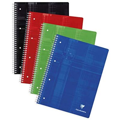 Clairefontaine , 8252C, 1 caderno espiral perfurado, A4 (22,5 x 29,7 cm), 160 páginas, quadrados pequenos, papel branco 90 g, capa de cartão laminado, cor aleatória Clairefontaine , 8252C, 1 caderno espiral perfurado, A4 (22,5 x 29,7 cm), 160 páginas, quadrados pequenos, papel branco 90 g, capa de cartão laminado, cor aleatória