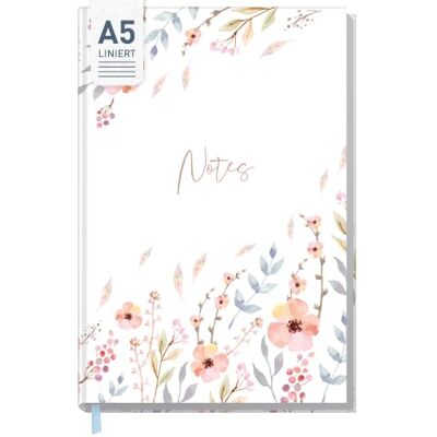 Häfft Trendstuff by ® Caderno, diário A5 listrado "Sweet Flowers" Diário pessoal, caderno de ideias, caderno para escrever, 124 páginas riscadas, tampa flexível mas resistente Häfft Trendstuff by ® Caderno, diário A5 listrado "Sweet Flowers" Diário pessoal, caderno de ideias, caderno para escrever, 124 páginas riscadas, tampa flexível mas resistente