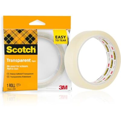 Scotch , Fita adesiva Fita adesiva transparente multiúsos para escola, casa e escritório; fácil de usar, embalar, selar e reparar Scotch , Fita adesiva Fita adesiva transparente multiúsos para escola, casa e escritório; fácil de usar, embalar, selar e reparar