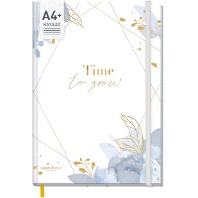 Häfft paper&you® Caderno A4 riscado "Time to Grow" 156 páginas riscadas, papel de 100 g/m² e elástico: ideal como diário, para listas e notas Häfft paper&you® Caderno A4 riscado "Time to Grow" 156 páginas riscadas, papel de 100 g/m² e elástico: ideal como diário, para listas e notas