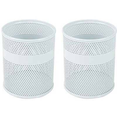 EasyPAG Embalagem de 2 metal organizador secretária porta-lápis organizador de lápis de armazenamento escritório, branco EasyPAG Embalagem de 2 metal organizador secretária porta-lápis organizador de lápis de armazenamento escritório, branco