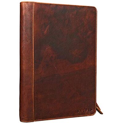 STILORD 'Julius' Porta-documentos de couro estilo vintage para conferências negócios ou trabalho pasta organizador ou classificador DIN A4 de pele autêntica, Kara Cognac, Malas STILORD 'Julius' Porta-documentos de couro estilo vintage para conferências negócios ou trabalho pasta organizador ou classificador DIN A4 de pele autêntica, Kara Cognac, Malas