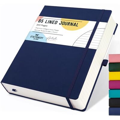 Stationery Island Caderno às riscas B5, caderno grosso de 320 páginas, diário de riscas com tampa dura de 100 gsm para escrever, trabalhar, estudar, agenda Stationery Island Caderno às riscas B5, caderno grosso de 320 páginas, diário de riscas com tampa dura de 100 gsm para escrever, trabalhar, estudar, agenda
