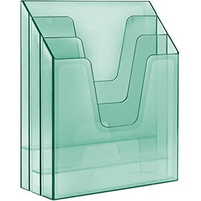 Acrimet Organizador vertical de porta-folhas de arquivos triplas, classificador de arquivos (plástico) (cor verde transparente) Acrimet Organizador vertical de porta-folhas de arquivos triplas, classificador de arquivos (plástico) (cor verde transparente)