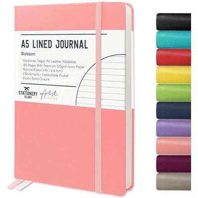 Stationery Island Caderno às riscas A5, capa rígida com forro de livro com papel grosso premium de 120 g/m², 180 páginas de capa dura com riscas para escrever, estudar, planear, escrever diariamente Stationery Island Caderno às riscas A5, capa rígida com forro de livro com papel grosso premium de 120 g/m², 180 páginas de capa dura com riscas para escrever, estudar, planear, escrever diariamente