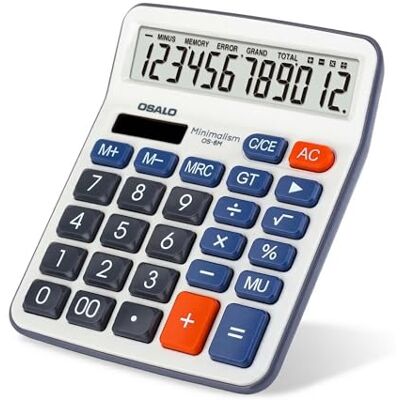 OSALO Calculadora de 12 dígitos com botão grande de ecrã grande escritório (OS-6M) OSALO Calculadora de 12 dígitos com botão grande de ecrã grande escritório (OS-6M)