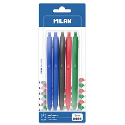 MILAN Canetas P1 Touch, 1 preto, 1 vermelho e 1 verde, 5 unidades (embalagem de 1), 5 MILAN Canetas P1 Touch, 1 preto, 1 vermelho e 1 verde, 5 unidades (embalagem de 1), 5