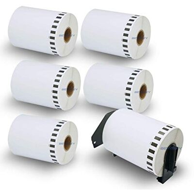 BETCKEY 6 rolos DK-22243 etiquetas adesivas com apenas 1 suportes para etiquetas reutilizáveis, 102 mm x 30,48 m, 6 fitas contínuas de envio para Brother QL impressoras de etiquetas BETCKEY 6 rolos DK-22243 etiquetas adesivas com apenas 1 suportes para etiquetas reutilizáveis, 102 mm x 30,48 m, 6 fitas contínuas de envio para Brother QL impressoras de etiquetas