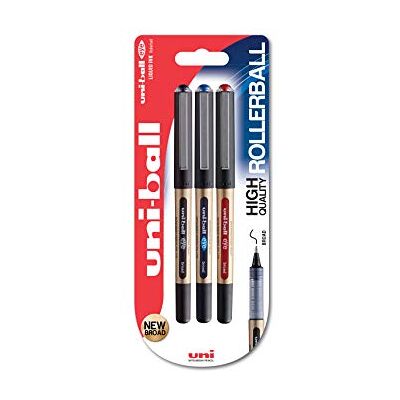 Uni-Ball Eye Broad UB-150-10 Marcador de ponta de 1 mm, 3 unidades, preto, azul e vermelho Uni-Ball Eye Broad UB-150-10 Marcador de ponta de 1 mm, 3 unidades, preto, azul e vermelho