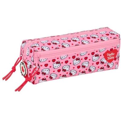 Safta Estojo escolar triplo Hello Kitty, organizador para todos, 22 x 6 x 8,5 cm, três compartimentos com fecho de correr, borracha elástica traseira para encaixar no caderno ou pasta, rosa Safta Estojo escolar triplo Hello Kitty, organizador para todos, 22 x 6 x 8,5 cm, três compartimentos com fecho de correr, borracha elástica traseira para encaixar no caderno ou pasta, rosa