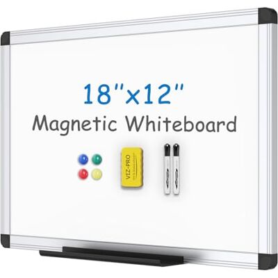 VIZ-PRO Pizarra Blanca Magnética 45 x 30 cm con Marco de Aluminio Inclui 2 marcadores, 1 apagador e 4 ímans, quadro de parede ideal para escritório, escola e casa VIZ-PRO Pizarra Blanca Magnética 45 x 30 cm con Marco de Aluminio Inclui 2 marcadores, 1 apagador e 4 ímans, quadro de parede ideal para escritório, escola e casa