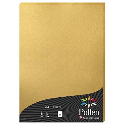 Clairefontaine Um êtui de 50 feuilles Pollen 21 x 29,7 cm, 120 g, Or Clairefontaine Um êtui de 50 feuilles Pollen 21 x 29,7 cm, 120 g, Or