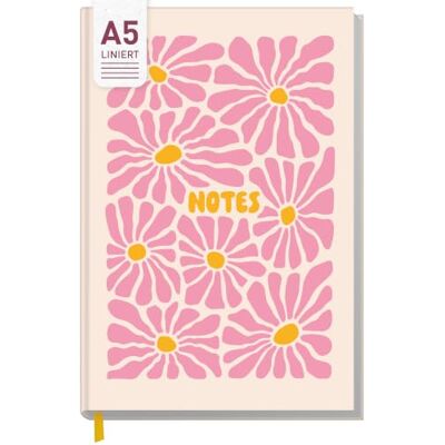 Häfft Trendstuff by ® Caderno, diário A5 listrado "Pink Flowers" Diário pessoal, caderno de ideias, caderno para escrever, 124 páginas riscadas, tampa flexível mas resistente Häfft Trendstuff by ® Caderno, diário A5 listrado "Pink Flowers" Diário pessoal, caderno de ideias, caderno para escrever, 124 páginas riscadas, tampa flexível mas resistente