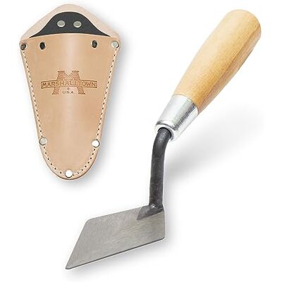 Marshalltown Plana para arqueologia de , espátula rígida pontiaguda com bolsa de couro, com cabo de madeira, espátula de aço carbono, dimensões da espátula pontiaguda: 102 x 51 mm Marshalltown Plana para arqueologia de , espátula rígida pontiaguda com bolsa de couro, com cabo de madeira, espátula de aço carbono, dimensões da espátula pontiaguda: 102 x 51 mm