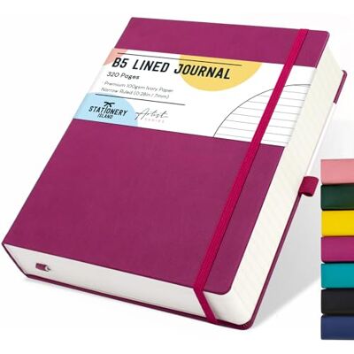 Stationery Island Caderno às riscas B5, caderno grosso de 320 páginas, diário de riscas com tampa dura de 100 gsm para escrever, trabalhar, estudar, agenda Stationery Island Caderno às riscas B5, caderno grosso de 320 páginas, diário de riscas com tampa dura de 100 gsm para escrever, trabalhar, estudar, agenda