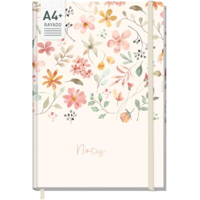 Häfft paper&you® Caderno A4 listrado "Wild Blossoms" 156 páginas riscadas, papel de 100 g/m² e elástico: ideal como diário, para listas e notas Häfft paper&you® Caderno A4 listrado "Wild Blossoms" 156 páginas riscadas, papel de 100 g/m² e elástico: ideal como diário, para listas e notas
