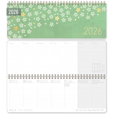 Häfft ® Calendário de secretária semanal internacional 2026 horizontal "Poppy" 1 semana 2 páginas, 29,8 x 11,6 cm, multilíngue sustentável e respeitador do clima Häfft ® Calendário de secretária semanal internacional 2026 horizontal "Poppy" 1 semana 2 páginas, 29,8 x 11,6 cm, multilíngue sustentável e respeitador do clima