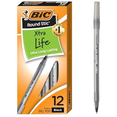 BIC Esferográfica redonda Stic Xtra Life, ponta média (1,0 mm), preto, 12 unidades BIC Esferográfica redonda Stic Xtra Life, ponta média (1,0 mm), preto, 12 unidades