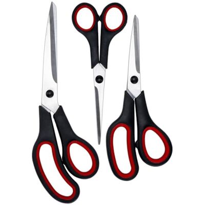 Ideen mit Herz Conjunto de 3 tesouras de aderência suave em aço inoxidável, 24,5 cm, 20 cm e 17 cm, conjunto de tesouras para casa, casa, artesanato, escola, artesanato e escritório Ideen mit Herz Conjunto de 3 tesouras de aderência suave em aço inoxidável, 24,5 cm, 20 cm e 17 cm, conjunto de tesouras para casa, casa, artesanato, escola, artesanato e escritório