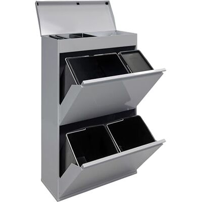 Arregui Top CR622-B2 Caixote do Lixo e Reciclagem de 4 Compartimentos com Gaveta Superior 23+11+17+17 L (68 L) com Cubas para Recipientes e Orgânico Contenedores de Reciclagem de Cozinha cinza Arregui Top CR622-B2 Caixote do Lixo e Reciclagem de 4 Compartimentos com Gaveta Superior 23+11+17+17 L (68 L) com Cubas para Recipientes e Orgânico Contenedores de Reciclagem de Cozinha cinza