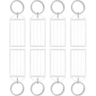 Uniclife Etiquetas para chaves de plástico resistentes de 5 cm identificadores de artigos brancos com etiquetas capas transparentes e anéis divididos, embalagem de 20 Uniclife Etiquetas para chaves de plástico resistentes de 5 cm identificadores de artigos brancos com etiquetas capas transparentes e anéis divididos, embalagem de 20