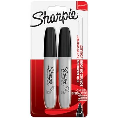 Sharpie marcadores permanentes ponta chanfrada cor preto pacote de 2 marcadores Sharpie marcadores permanentes ponta chanfrada cor preto pacote de 2 marcadores