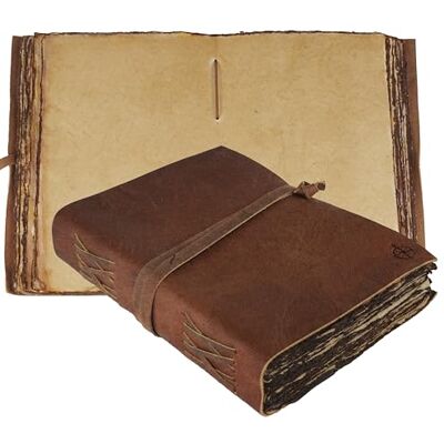 WANDERINGS Diário de couro vintage antigo diário encadernado em couro antigo feito à mão com papel de borda rasgado em branco antigo perfeito para escrever, diário livro de sombras, desenhos 15 x 23 cm WANDERINGS Diário de couro vintage antigo diário encadernado em couro antigo feito à mão com papel de borda rasgado em branco antigo perfeito para escrever, diário livro de sombras, desenhos 15 x 23 cm