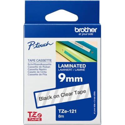 Brother , , fita laminada, texto preto sobre fundo transparente, largura: 9 mm, comprimento: 8 m, para rotuladoras Ptouch Brother , , fita laminada, texto preto sobre fundo transparente, largura: 9 mm, comprimento: 8 m, para rotuladoras Ptouch