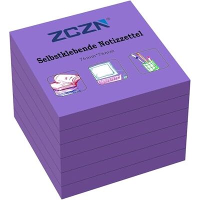ZCZN Notas adesivas 76 x 76 mm, 6 livros de notas autocolantes, 80 folhas/livro, pequenas posições adequadas para notas (roxo) ZCZN Notas adesivas 76 x 76 mm, 6 livros de notas autocolantes, 80 folhas/livro, pequenas posições adequadas para notas (roxo)