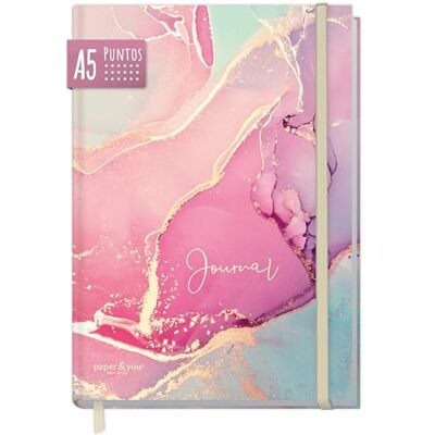 Häfft paper&you® Journal pontilhado A5 com elástico "rosa acetinado" 156 páginas, caderno com pontos, diário sustentável e respeitador do clima Häfft paper&you® Journal pontilhado A5 com elástico "rosa acetinado" 156 páginas, caderno com pontos, diário sustentável e respeitador do clima