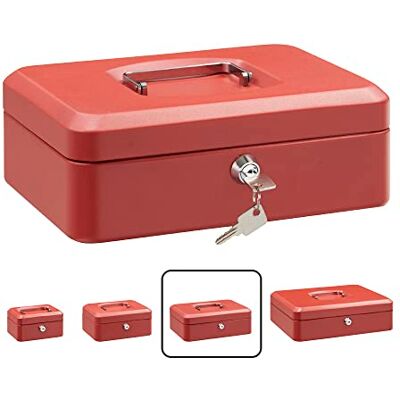 ARREGUI Elegant Caixa de Dinheiro com Chave para Contar e Transportar Dinheiro Caixa de Segurança de aço com bandeja interior Cofre portátil 25 cm de largura Cor Vermelha ARREGUI Elegant Caixa de Dinheiro com Chave para Contar e Transportar Dinheiro Caixa de Segurança de aço com bandeja interior Cofre portátil 25 cm de largura Cor Vermelha