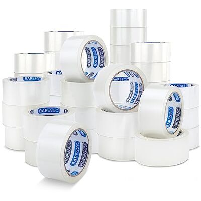 Rapesco Fabrico de negócios: 48 rolos de fita de embalagem resistente, 50 mm x 60 m, transparente Rapesco Fabrico de negócios: 48 rolos de fita de embalagem resistente, 50 mm x 60 m, transparente