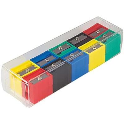 MILAN Caixa de 20 lápis Sharpener Plastic Assorted Colours (vermelho, amarelo, verde, preto, azul) MILAN Caixa de 20 lápis Sharpener Plastic Assorted Colours (vermelho, amarelo, verde, preto, azul)