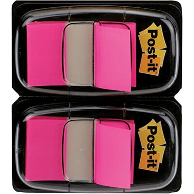 Post-It Index marcadores médios, rosa vivo em embalagem dupla, 50 unidades. Pacote Post-It Index marcadores médios, rosa vivo em embalagem dupla, 50 unidades. Pacote
