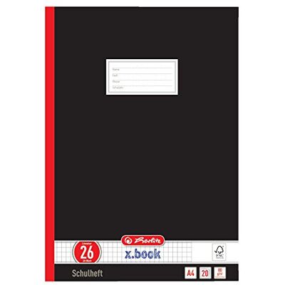 herlitz Lote de cadernos quadriculados (10 unidades, A4, margem 26, 20 folhas), preto herlitz Lote de cadernos quadriculados (10 unidades, A4, margem 26, 20 folhas), preto