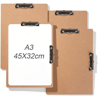 NCOALE 4 prancheta A3, grandes pranchetas 44 × 32 cm com porta de papel de madeira dupla para escritório, sala de aula, oficina, desenho, esboço NCOALE 4 prancheta A3, grandes pranchetas 44 × 32 cm com porta de papel de madeira dupla para escritório, sala de aula, oficina, desenho, esboço