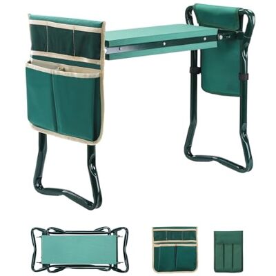 Ohuhu Banqueta de jardim resistente com almofada de espuma EVA, banco de jardinagem dobrável com 2 sacos para ferramentas, material de jardinagem portátil 2 em 1, presente ideal para mulheres Ohuhu Banqueta de jardim resistente com almofada de espuma EVA, banco de jardinagem dobrável com 2 sacos para ferramentas, material de jardinagem portátil 2 em 1, presente ideal para mulheres