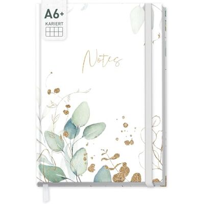 Häfft paper&you® Caderno xadrez A6 com elástico "folhas de ouro Häfft paper&you® Caderno xadrez A6 com elástico "folhas de ouro