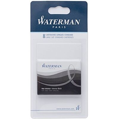 Waterman Conjunto de 3 estojos de 8 cartuchos de tinta longa padrão, preto Waterman Conjunto de 3 estojos de 8 cartuchos de tinta longa padrão, preto
