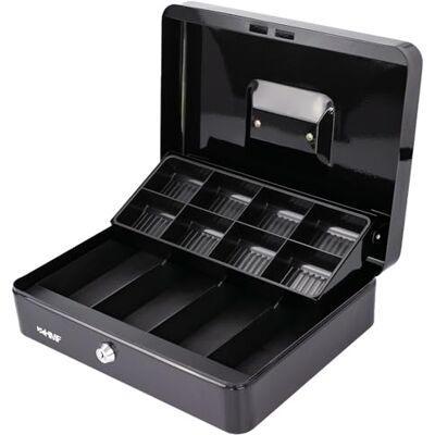 HMF Caixa de dinheiro para mercado 30 x 24 x 9 cm, preto HMF Caixa de dinheiro para mercado 30 x 24 x 9 cm, preto