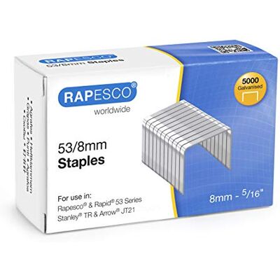 Rapesco grampos galvanizados tipo 53/8 mm, embalagem de 5000 Rapesco grampos galvanizados tipo 53/8 mm, embalagem de 5000