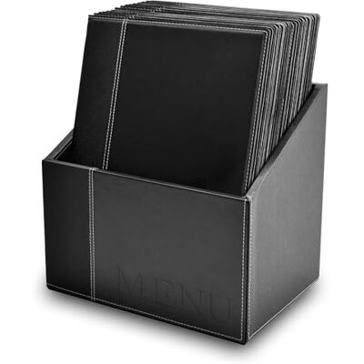 SECURIT Conjunto de 20 Porta-menus Trendy Line com Caixa de Exibição 1 Inserção Fixa de Dupla Face = 4 Páginas A4 Possibilidade de Adicionar Inserções Café, Bar, Restaurante Imitação Couro SECURIT Conjunto de 20 Porta-menus Trendy Line com Caixa de Exibição 1 Inserção Fixa de Dupla Face = 4 Páginas A4 Possibilidade de Adicionar Inserções Café, Bar, Restaurante Imitação Couro