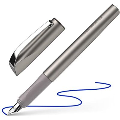 SCHNEIDER Ceod Shiny Caneta estilográfica para destros e canhotos, caneta M, inclui cartucho de tinta azul real, grafite, tamanho médio SCHNEIDER Ceod Shiny Caneta estilográfica para destros e canhotos, caneta M, inclui cartucho de tinta azul real, grafite, tamanho médio