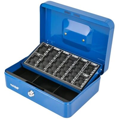 HMF 10022-05 Caixa de dinheiro, para contar dinheiro 25 x 18 x 9 cm, azul HMF 10022-05 Caixa de dinheiro, para contar dinheiro 25 x 18 x 9 cm, azul